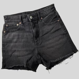 American Eagle Black Cut-Off Denim Shorts - Size 00 - High-Waisted Boho Style